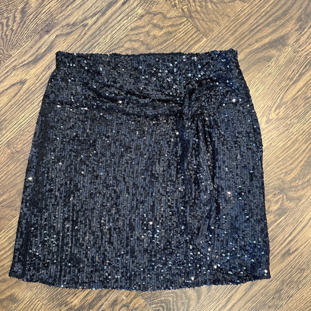 GB girls Black Sequin Tie-Detail Mini Skirt